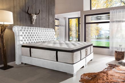 CROWN Boxspringbett BARON DELUXE, Baron Deluxe Weiß