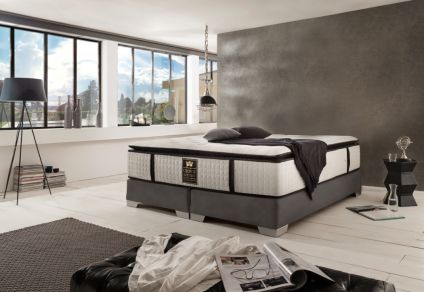 CROWN Boxspringbett CONTINENTAL DELUXE, Continental Dunkelgrau
