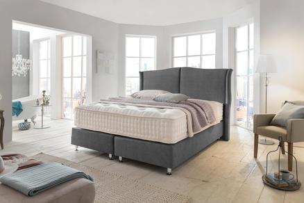 CROWN Boxspringbett ELIZABETH II DELUXE, Elizabeth II Grau