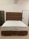 Boxspringbett QUADRO PLUS DELUXE, Nubuk Kunstleder Braun, inkl. Matratze Crown Edition