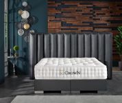 CROWN Boxspringbett TIMBER DELUXE, Kunstleder Seidenglanz Schwarz, 180x200 cm, inkl. Matratze Crown Edition