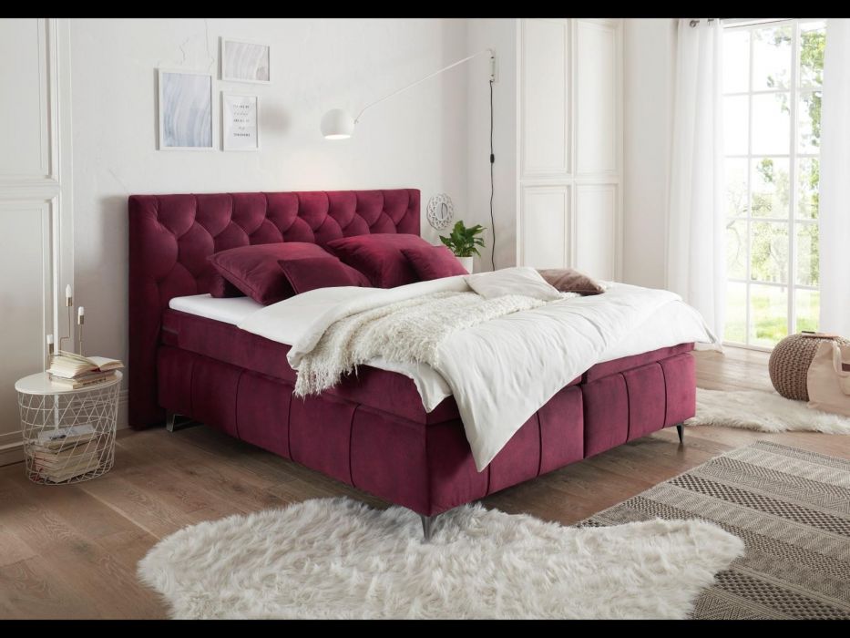 Boxspringbett Pembroke inkl. Matratze, Topper, Stoff Samt, Farbe: wählbar, 180x200 cm