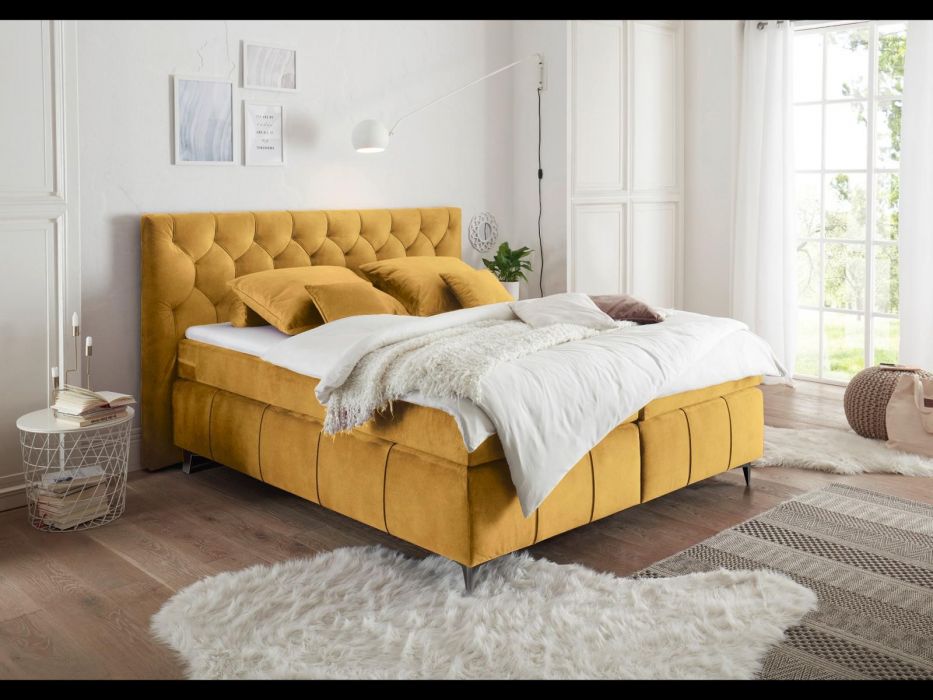 Boxspringbett Pembroke inkl. Matratze, Topper, Stoff Samt, Farbe: wählbar, 180x200 cm
