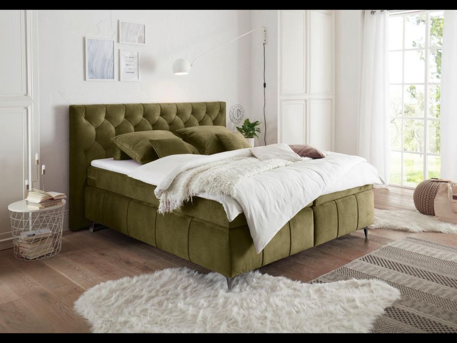 Boxspringbett Pembroke inkl. Matratze, Topper, Stoff Samt, Farbe: wählbar, 180x200 cm