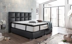 CROWN Boxspringbett BARCELONA DELUXE, hohe Taschenfederkern Matratze, inkl. Topper, Samt Anthrazit, 180x200 cm