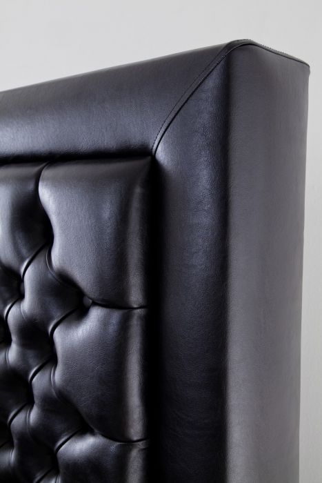 CROWN Boxspringbett MILLENIUM DELUXE, Taschenfederkern Matratze inkl. Topper, Kunstlleder Schwarz, 180x200 cm