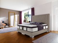 CROWN Boxspringbett MILLENIUM DELUXE, Velours Taupe, 180x200 cm, inkl. Matratze Crown Edition