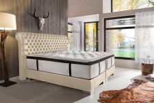 CROWN Boxspringbett BARON DELUXE, Samt Creme, 180x200 cm, inkl. Matratze Crown Edition