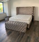 CROWN Boxspringbett BIANCA DELUXE, Samt shiny Taupe, 180x200 cm, extra hohes Kopfteil, inkl. Matratze Crown Edition