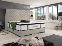 CROWN Boxspringbett MELODY DELUXE, Velours Creme, 180x200 cm, inkl. Matratze Crown Edition