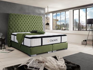 CROWN Boxspringbett MELODY DELUXE, hohe Taschenfederkern Matratze, inkl. Topper CROWN Boxspringbett MELODY DELUXE, hohe Taschenfederkern Matratze, inkl. Topper, Velours Smaragd Grün, 180x200 cm