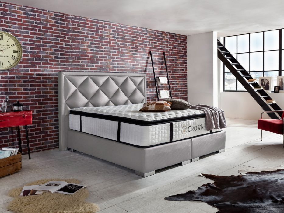 CROWN Boxspringbett JOKER DELUXE, hohe Taschenfederkern Matratze, inkl. Topper, z.B. Antikbraun/Antik, 160x200/180x200/200x200