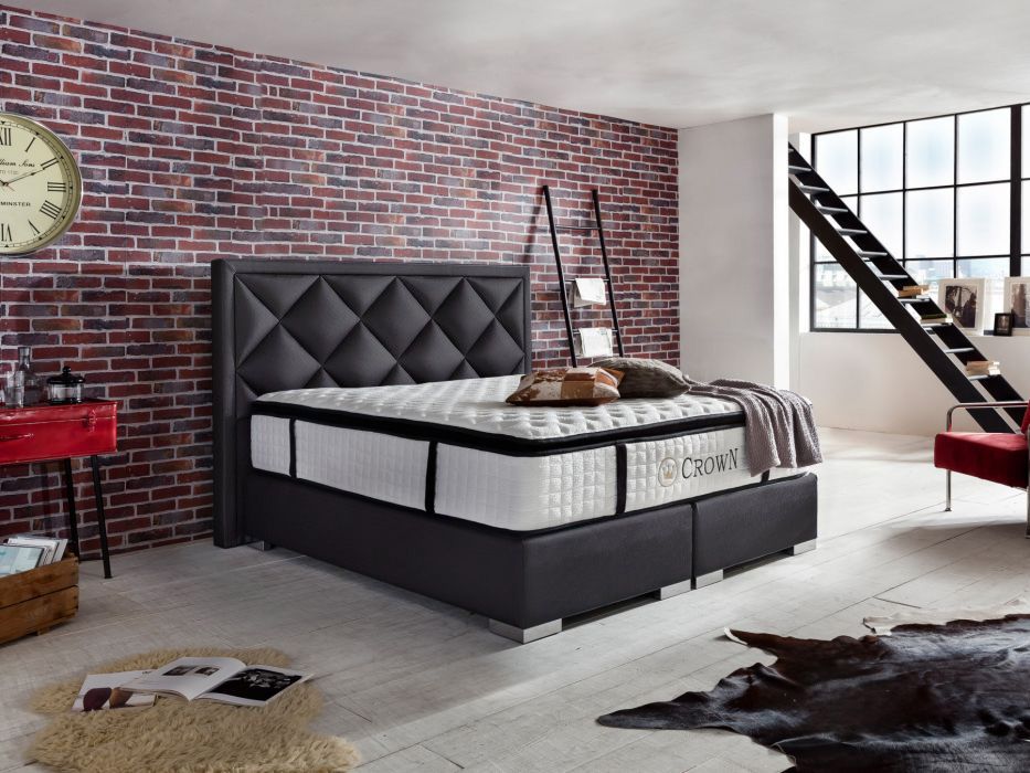 CROWN Boxspringbett JOKER DELUXE, hohe Taschenfederkern Matratze, inkl. Topper, z.B. Antikbraun/Antik, 160x200/180x200/200x200