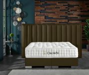CROWN Boxspringbett TIMBER DELUXE, Kunstleder Stone Braun, 180x200 cm, inkl. Matratze Crown Edition