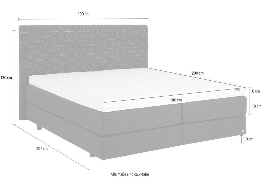 Boxspringbett Noah inkl. Matratze, Topper, Kunstleder Stone Schlamm