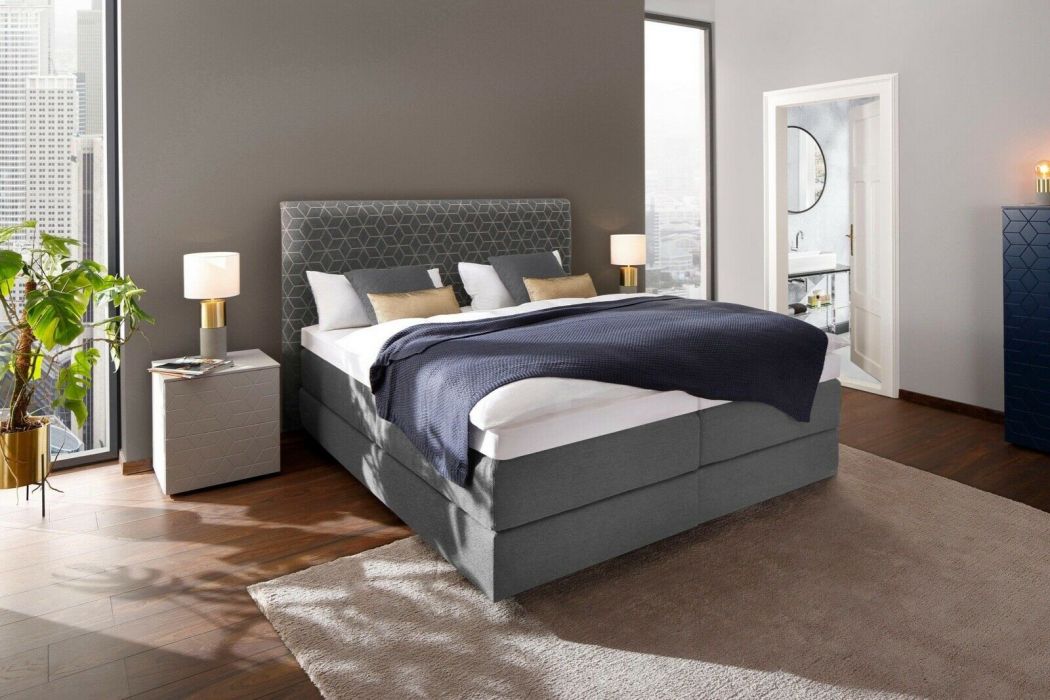 Boxspringbett Noah inkl. Matratze, Topper, Kunstleder Stone Schlamm
